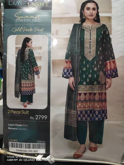 2Pc lawn suit unstiched