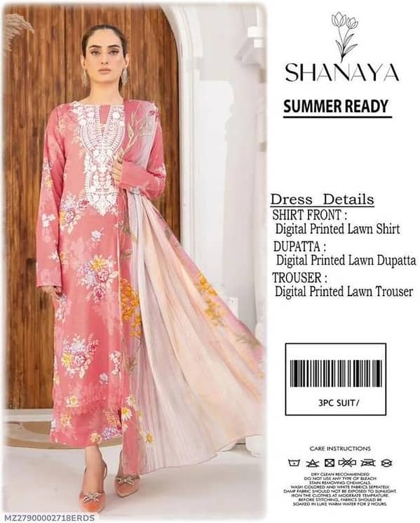 3 Pcs Women's Unstitched Digital Print Suit