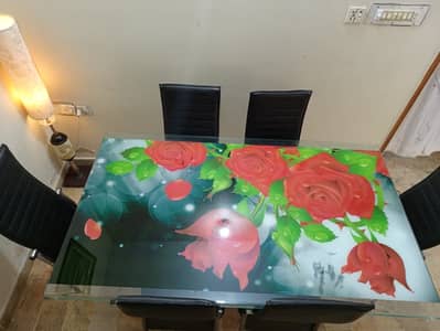 6 chair dining table with lamp