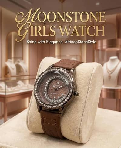 women Brown Leather Watch With crystal Assents