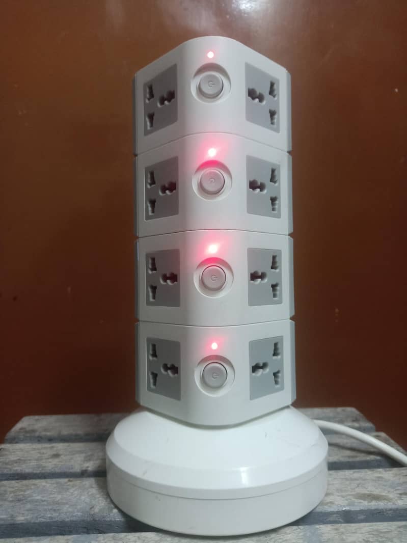 4-Layer Vertical Tower Extension Socket Universal Multi plug Power 0