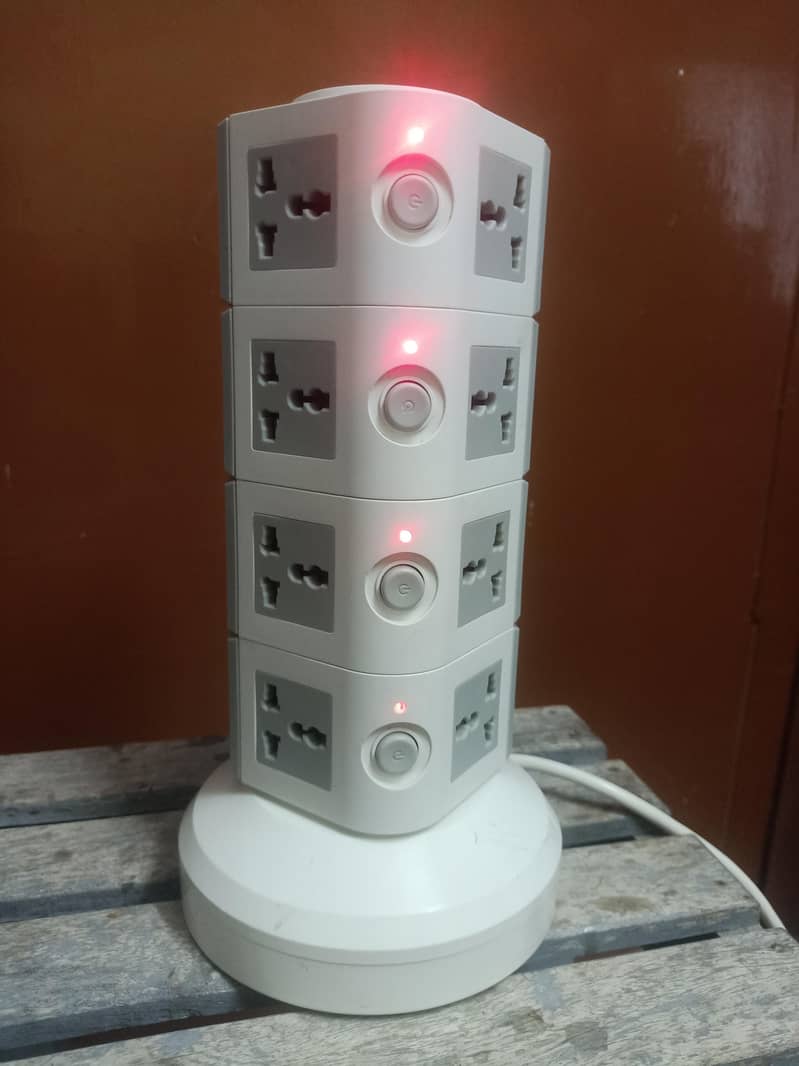4-Layer Vertical Tower Extension Socket Universal Multi plug Power 3