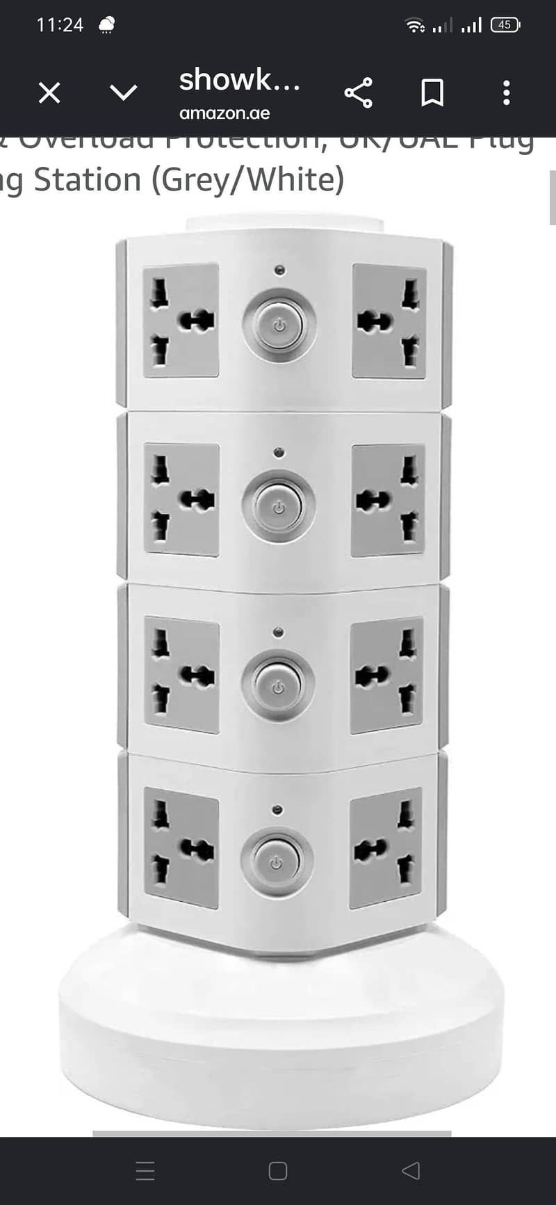 4-Layer Vertical Tower Extension Socket Universal Multi plug Power 4