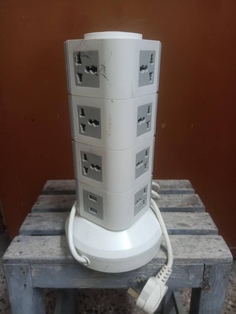 4-Layer Vertical Tower Extension Socket Universal Multi plug Power 6