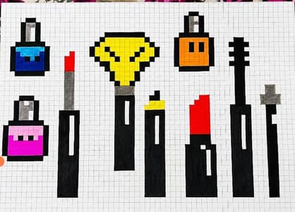 Handmade Pixel Art Drawing on Original Pixel Grid Paper