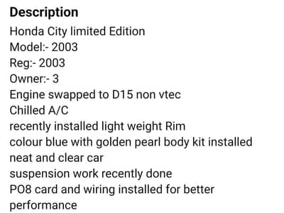 Special Edition Honda City 2003