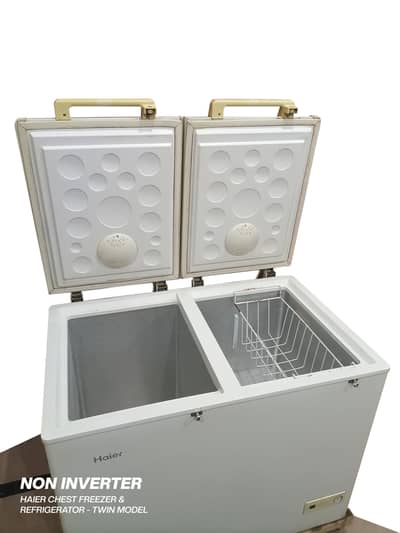 Haier 325L Double Door Freezer + Heavy Duty Trolley & Stabilizer