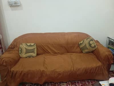 6-Seater Wooden Sofa Set for Sale – Good Condition