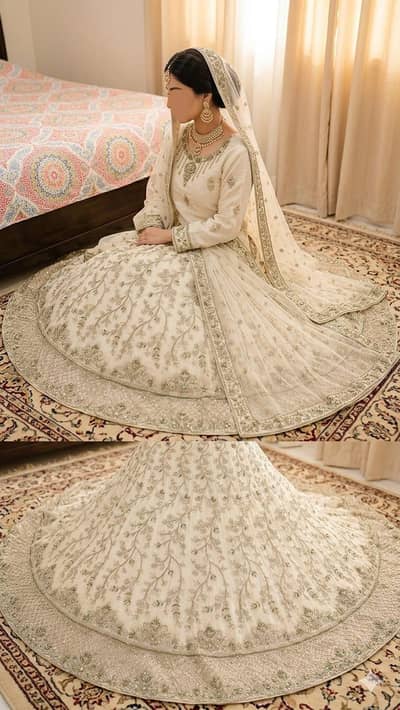 Exquisite Ivory & Silver Bridal/Formal Lehenga Set – Like New