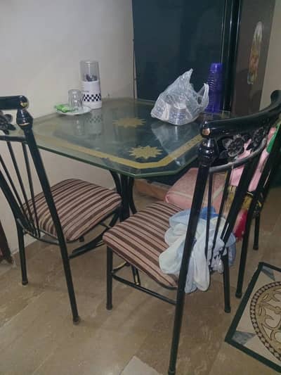 Dining Table with 4 Chairs And Centre Table