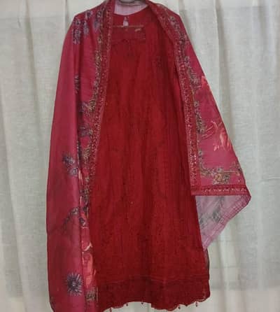 branded mahnoor red colour chicken Kari lawn