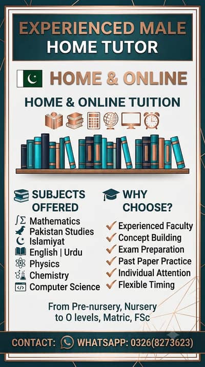 Experienced Male Home Tutor