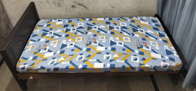 Single Wooden Bed with Mattress