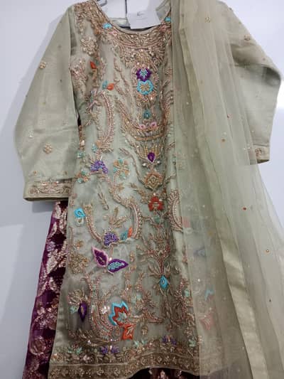 `Formal Pistachio Green Suit with Heavy Work