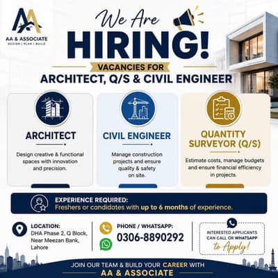 Vacancies for Architect, Q/S and Civil Engineer