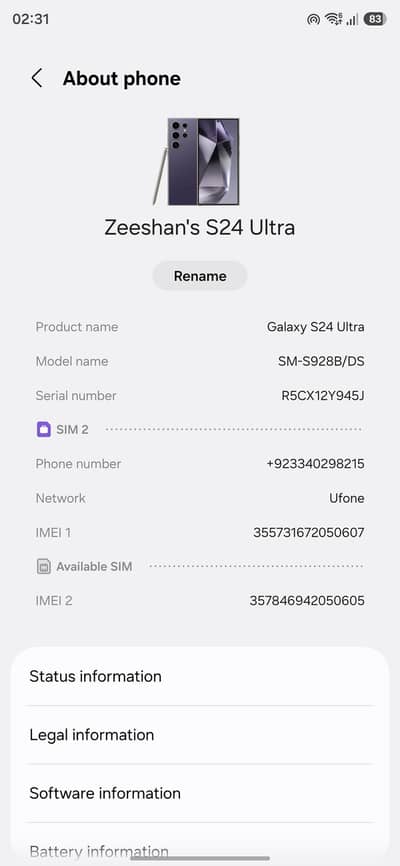 Samsung Mobile S24 Ultra titanium violet