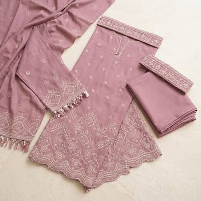 Pink Embroidered Lawn 2Pcs Kurta Set for Women