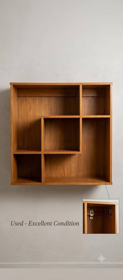 Wooden Wall-Mounted Book Rack / Storage Shelf - Excellent Condition