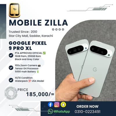 Google Pixel 9 Pro XL, 16GB 256GB, Official PTA Approve MOBILE ZILLA