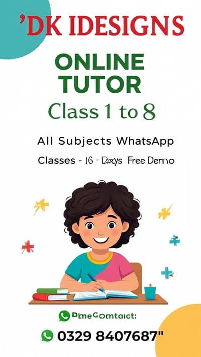 WhatsApp Tutor Class 1-8 | 6 Days/Week | All Subjects |
