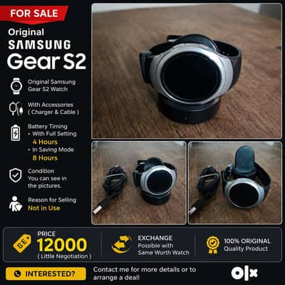 Original Samsung Gear S2 Smartwatch With Charger & Cable | Good cond.