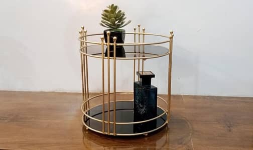 2 tier round metal makeup organizor rack 9 inch