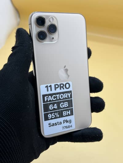 I phone 11 pro 64 GB Factory unlock Display massage 95% BH