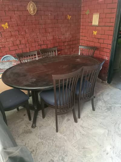 Upgraded 6 Seater Solid Wood Oval Dining Set