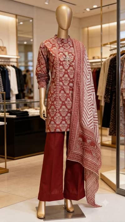Bin Saeed 3pcs Stitched lawn suit available