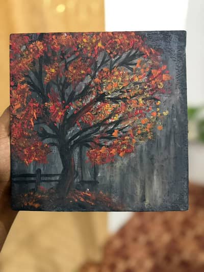 Original Handmade Autumn Tree Canvas Painting