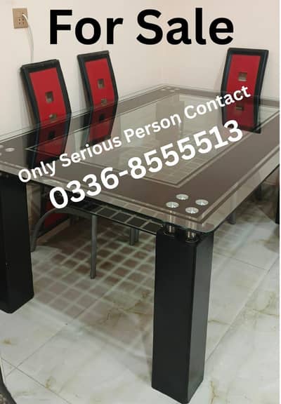 8 Seater Dinning Table & Chairs -Glass Top