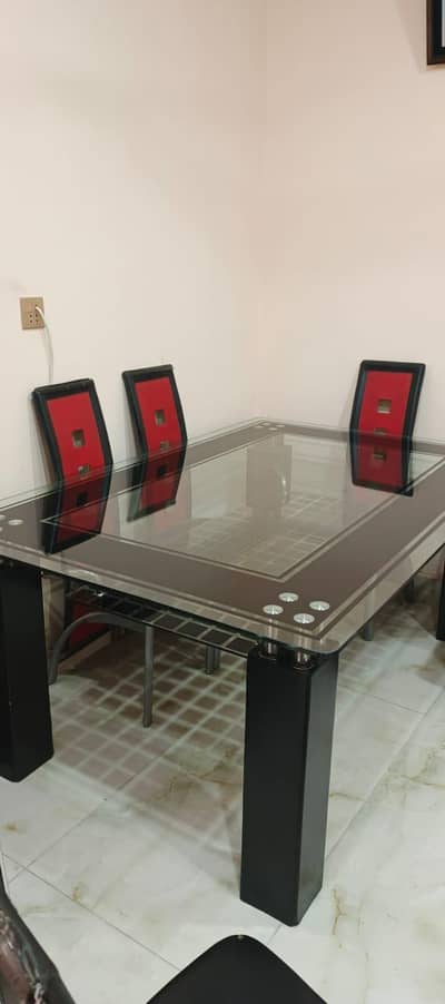 8 Seater Dinning Table & Chairs -Glass Top