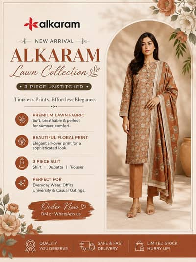 alkaram lawn 3 PCs unstiched