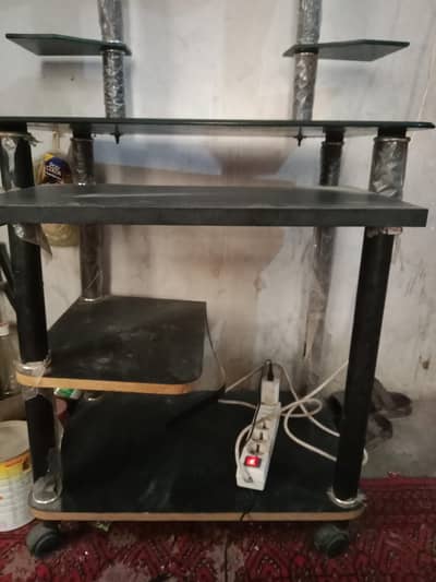 Glass Computer Table / TV Trolley - Excellent Condition