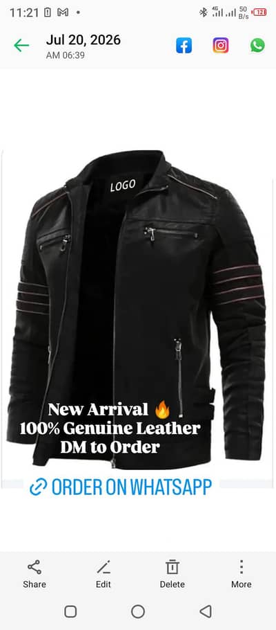 premium men's black leather jacket imported Quality