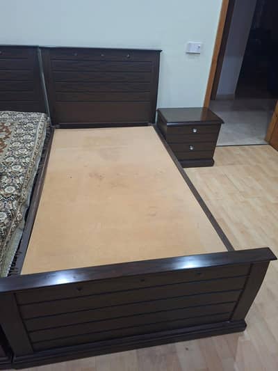 2 single bed set /pure  wooden/ 2 single beds with side tables