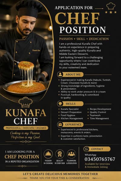 Professional Kunafa Chef Available for Job | Experienced Dessert Chef