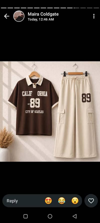 Women's California 89 Polo T-Shirt & Wide Leg Cargo Pants Co-Ord Set