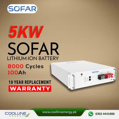 SOFAR 51.2V 100AH Lithium Ion Battery 10-Year Replacement Warranty