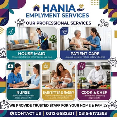 Maid, House Maids, cook, chef, Baby Sitter, Filipino maids Available
