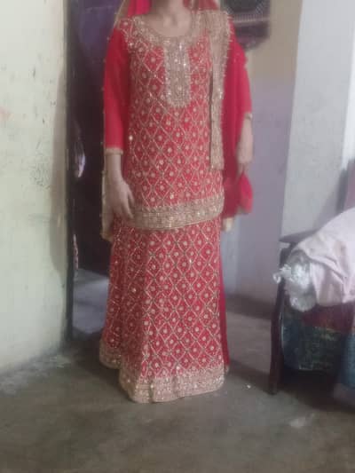 Red colour bridal lahnga