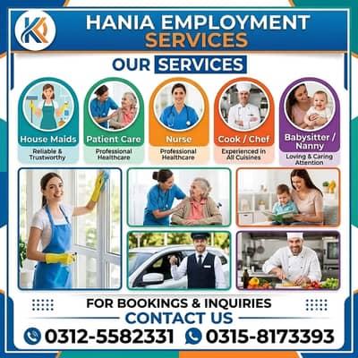 House maids , Maid, Baby Sitter, Chef , Couple , Driver , Patient care