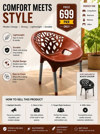 Plastic chair - strong, Comfortable & Durable | Brand new