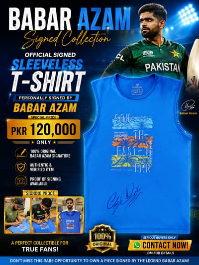 Babar Azam Original Signed T-Shirt – Authentic Signature with Signing
