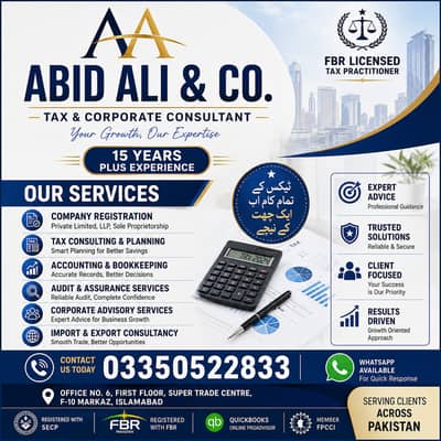 Tax Filing | Accountants | Audit | Corporate Compliance | FBR | Tax