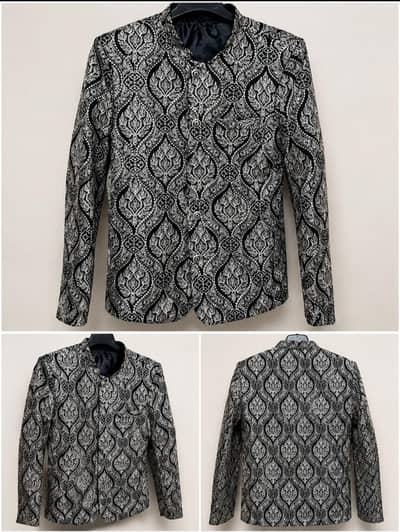 Premium Designer Prince Coat – Black & Golden – Excellent Condition
