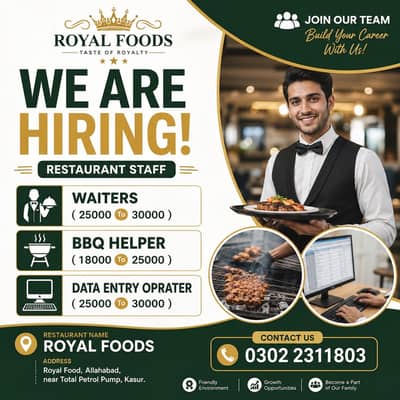 Restaurant Staff Required | Urgent Hiring | Male Jobs | Jobs