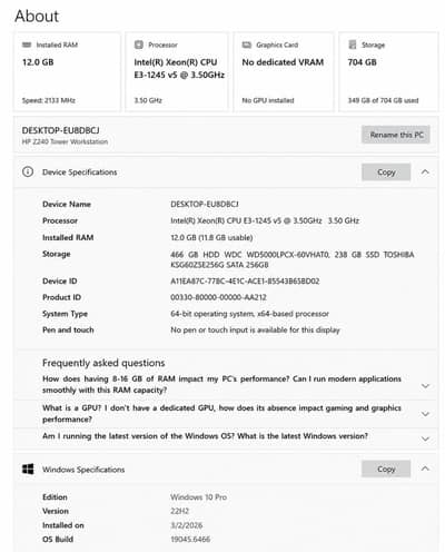 Hp Z240 Tower workstation