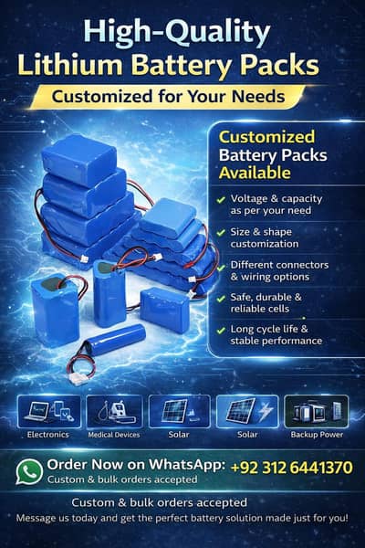 custom lithium battery packs according to your demand 12v, 24,48v, etc