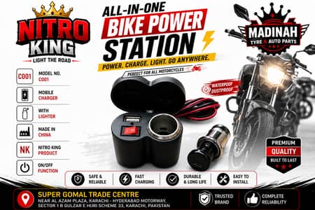 Nitro King C001 Bike Power Station | Dual USB Mobile Charger